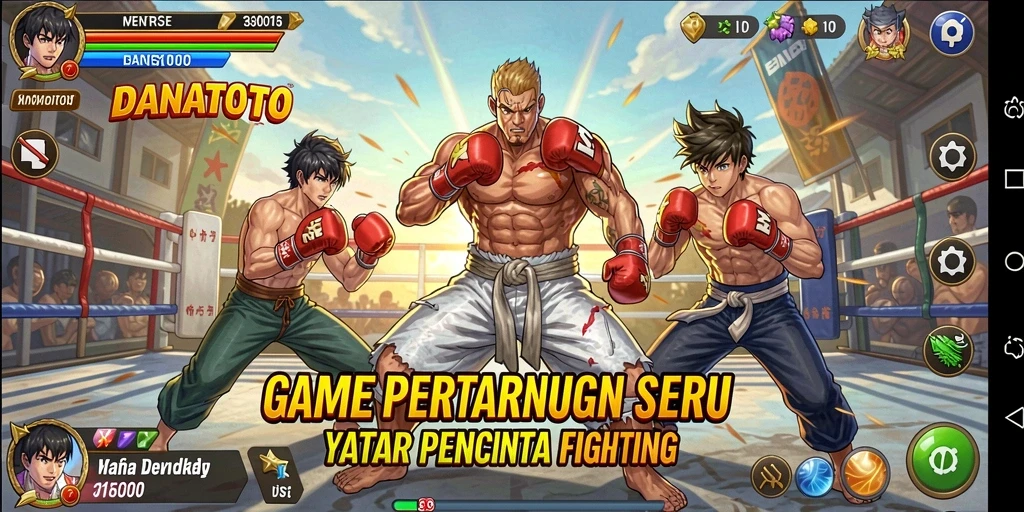 Screenshot utama DANATOTO menampilkan aksi pertarungan yang intens.
