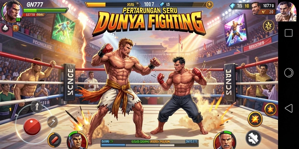 Screenshot menunjukkan aksi pertarungan seru di GN777.