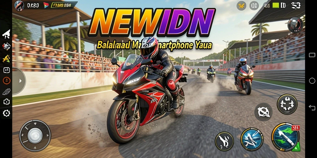 Tampilan gameplay seru balapan motor di NEWIDN.