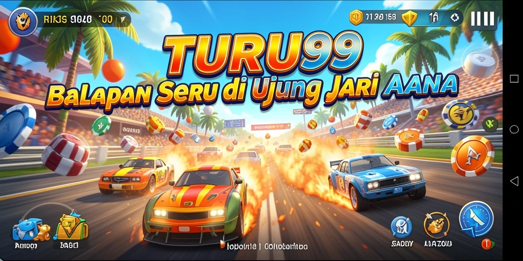 Screenshot gameplay TURU99 menampilkan aksi balap yang mendebarkan.