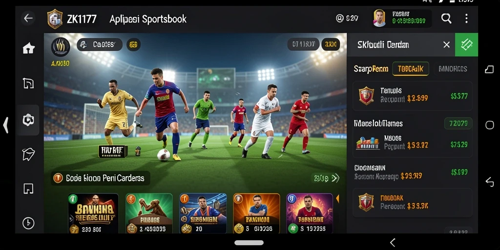 Tampilan utama ZK1177 dengan fitur Sportsbook yang menarik.